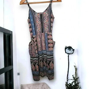 Angie bohemian printed festival dress midi with pockets  S